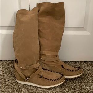 moccasin suede high boots